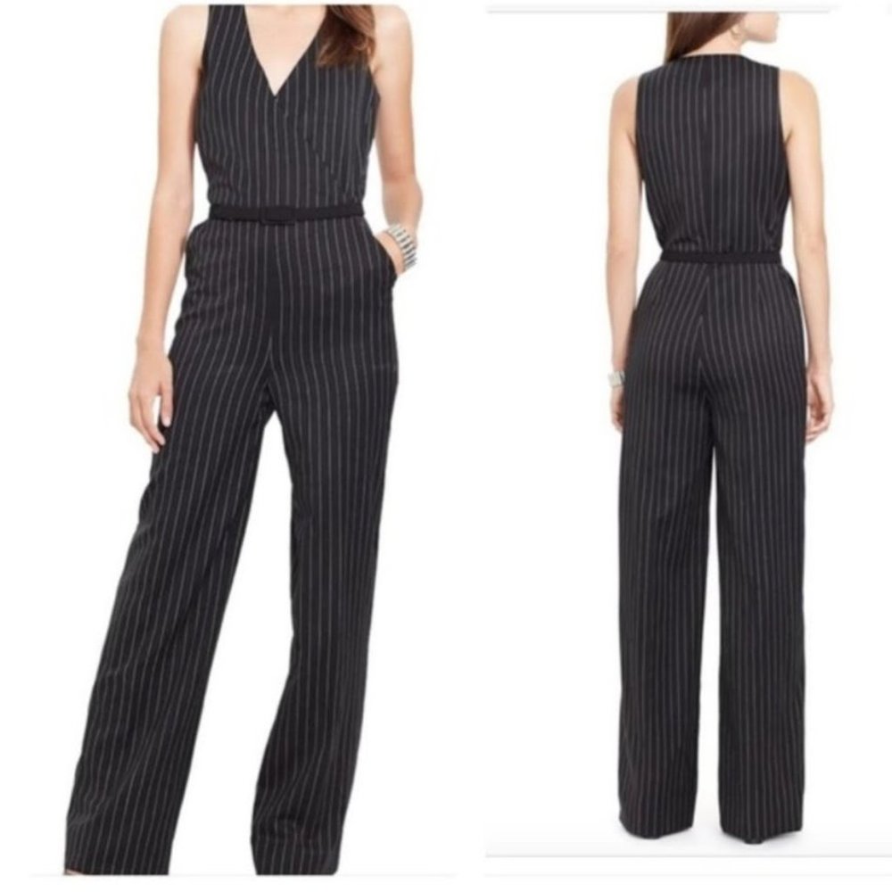 Ralph Lauren Pinstripe Wide Leg Jumpsuit NWT 16